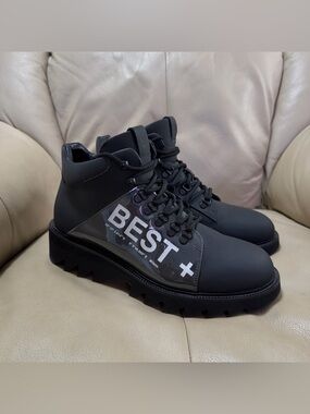Moreschi Black BEST+ Leather Hiking Boots Mens 6
